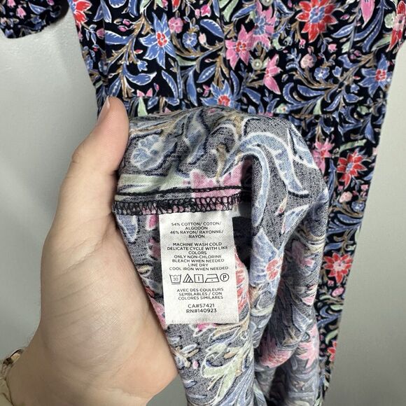 Loft L Tall Spring Bloom Button Swing Dress Lightweight Floral Vacation Resort - Picture 5 of 6